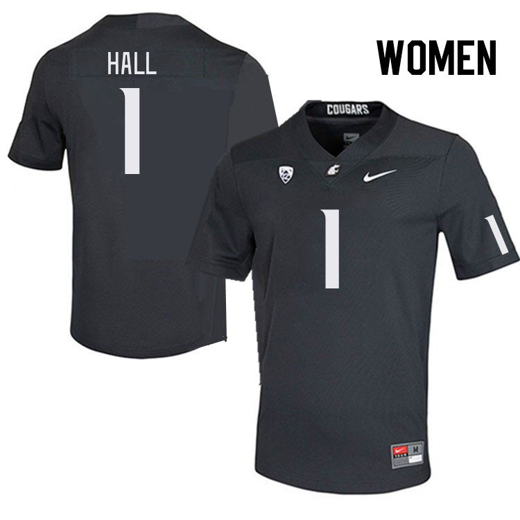 Women #1 Stephen Hall Washington State Cougars College Football Jerseys Stitched Sale-Charcoal - Click Image to Close